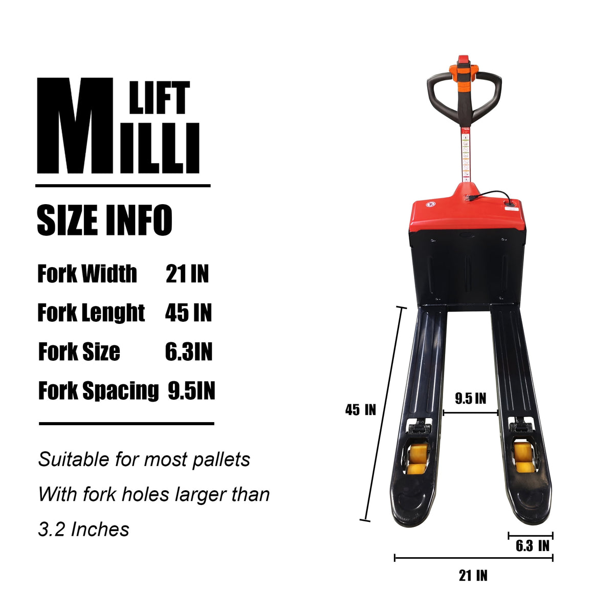 Millilift 3300LB Max Weight Electric Pallet Truck