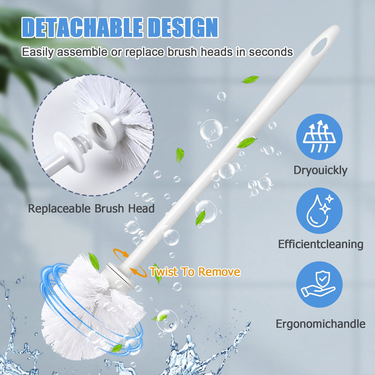 15 Pcs Commercial Heavy-Duty Toilet Brushes – 14.2-inch Long-Handled Toilet Cleaning Brushes, for Bathroom Cleaning Supplies ,White