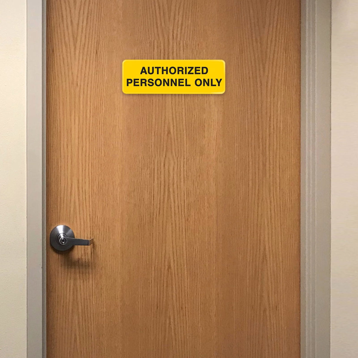 Excello Global Products Authorized Personnel Only Sign: Easy to Mount Informative Plastic Sign with Symbols 9x3, Pack of 3 (Yellow) - EGP-HD-0262A