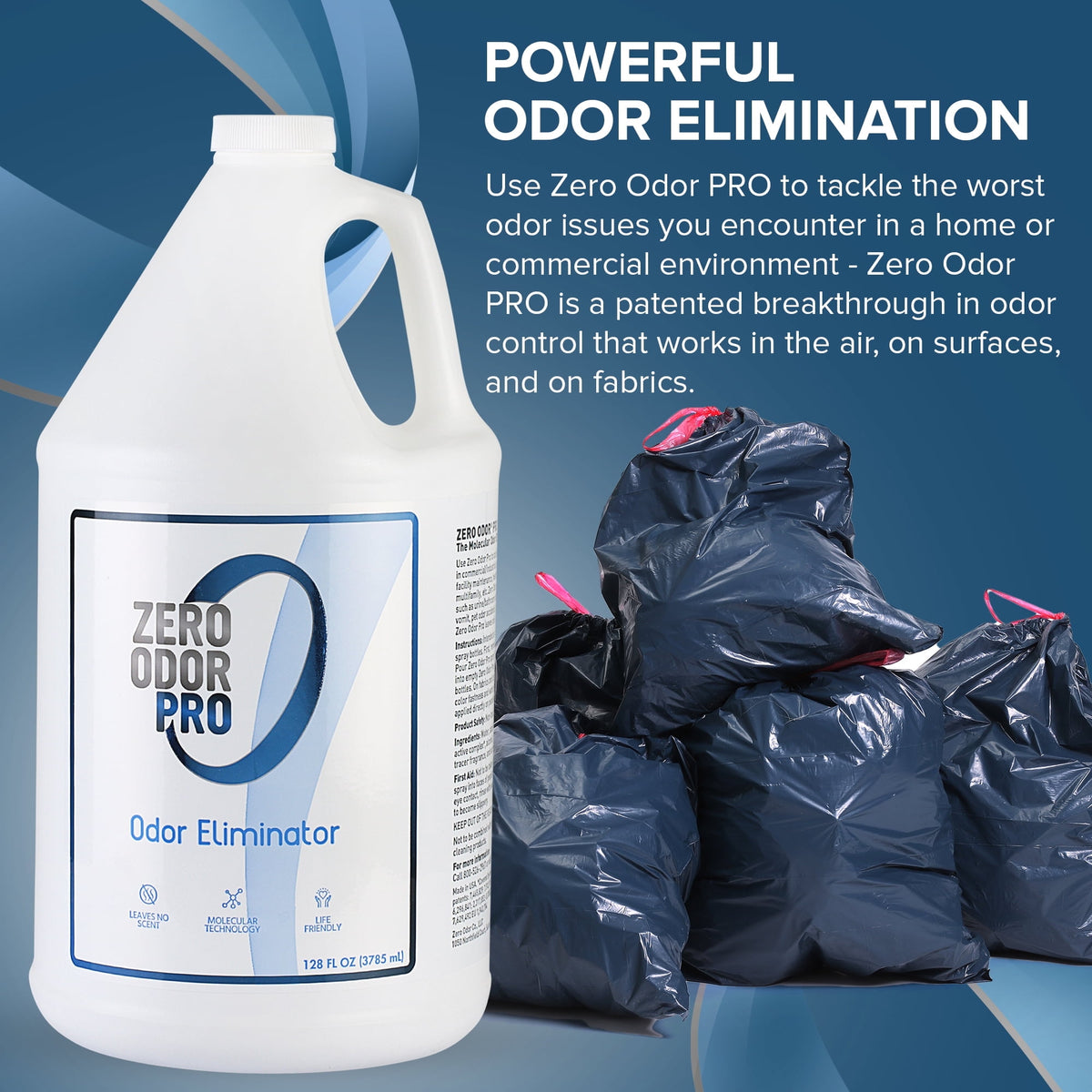 Zero Odor Commercial Odor Eliminator Spray Air & Surface Deodorizer Smell Remover Refill 128 oz