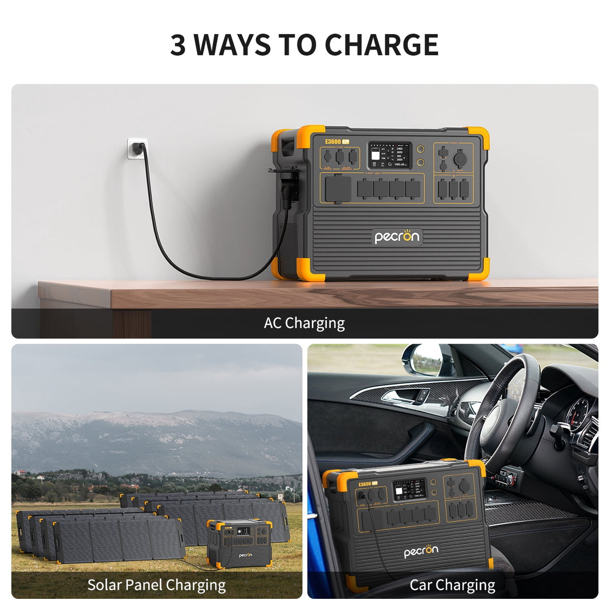 PECRON E3600LFP Portable Power Station 3072Wh/3600W LiFePO4 Battery Portable Solar Generator for Home Backup Outdoor Camping Emergency