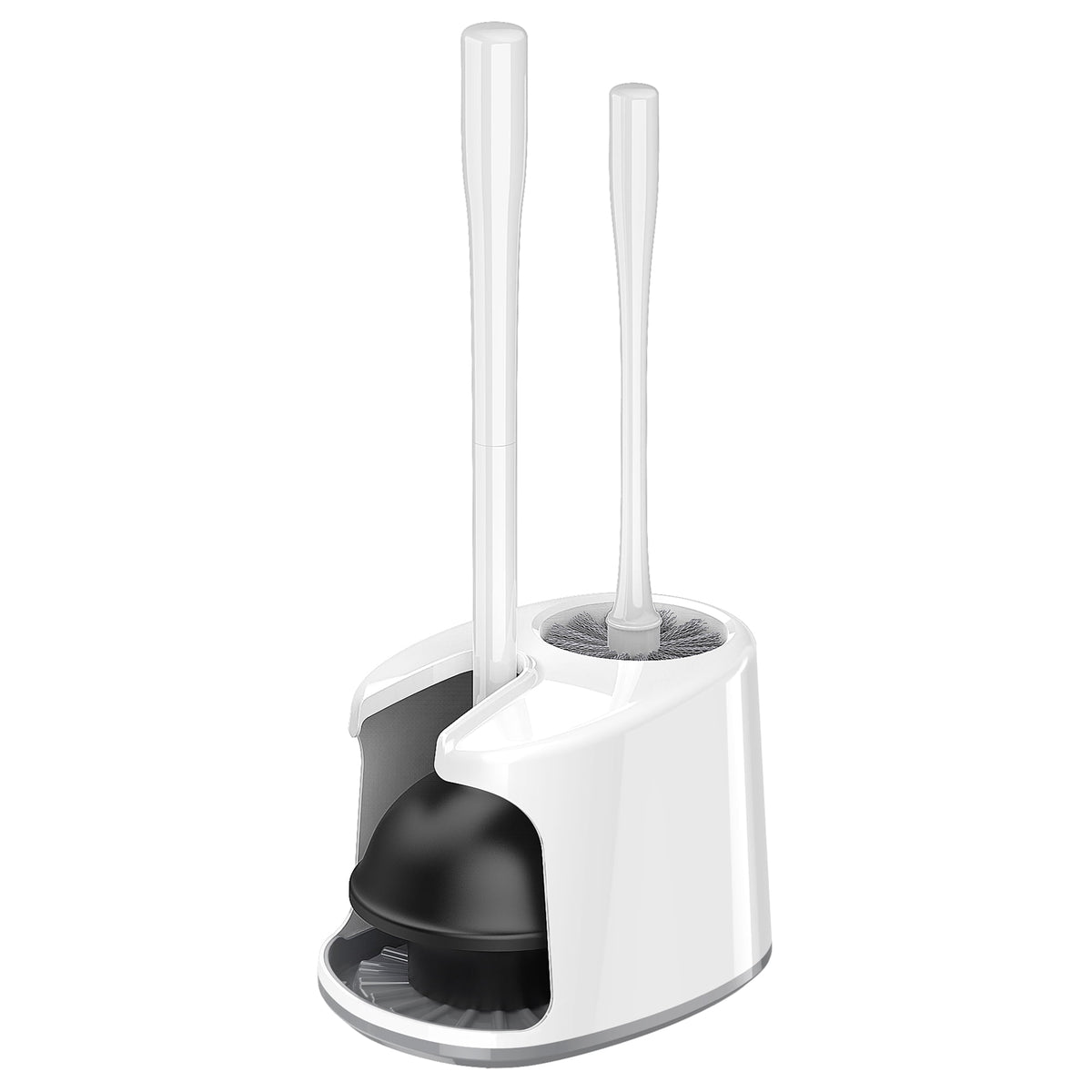 MR.SIGA Toilet Plunger and Bowl Brush Set with Holder, Bathroom Cleaning ,White,1 Set,for Adult