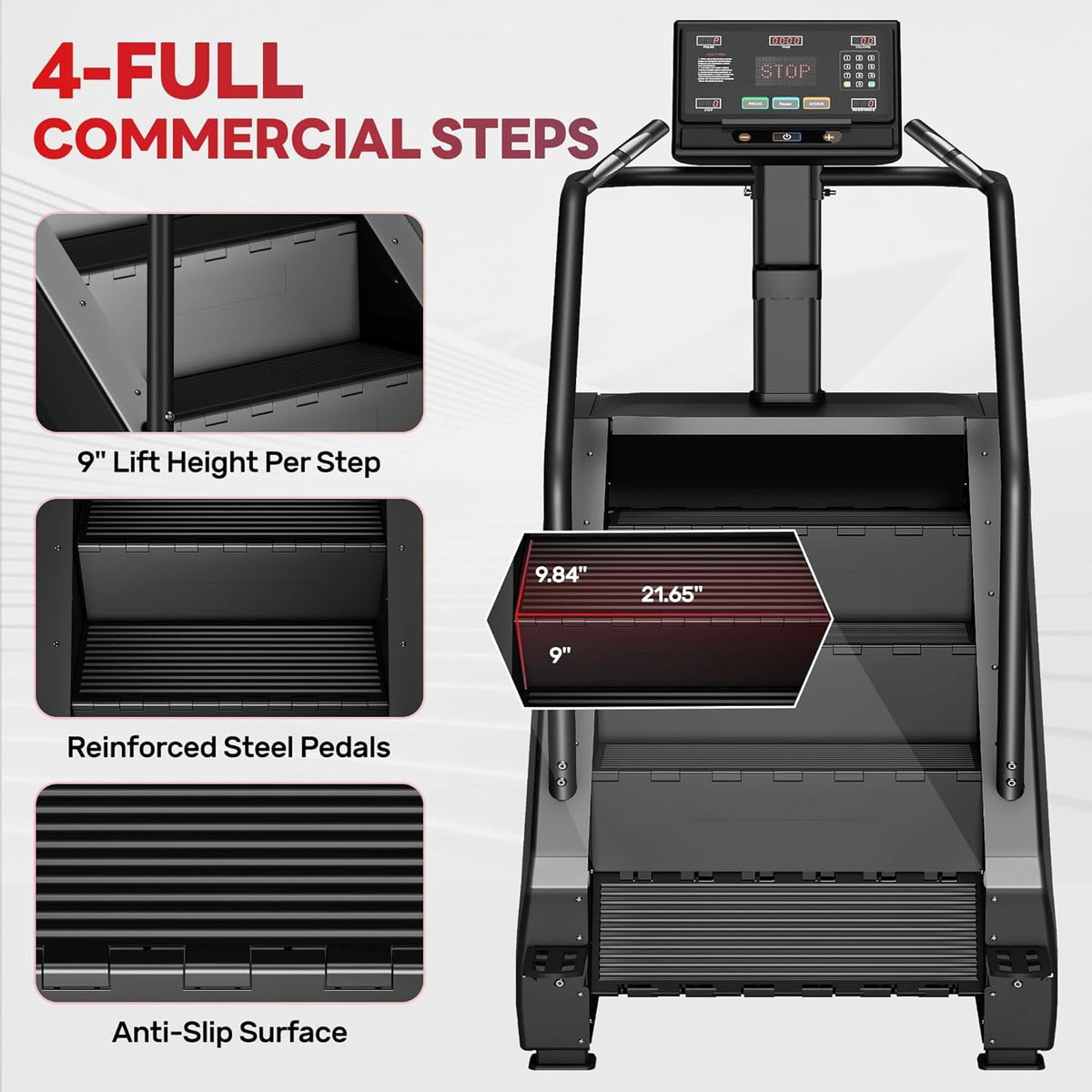 Stair Stepper Machine, 550Lbs Commercial Grade Stair Climber for Home with 15 Resistance Level and LED Screen, Stepmill Exercise Machine for Full Body Workouts, 24-164 Steps/Min