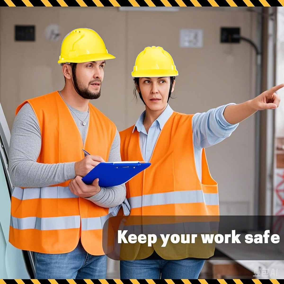 4 Pt. Suspension Hard Hat with Safety Vests Bulk Safety Helmets Adjustable Ratchet Hard Hats, Vents & Sweat Cotton Brow Pad - ABS Construction Helmets for Work Sites & Outdoor Labor