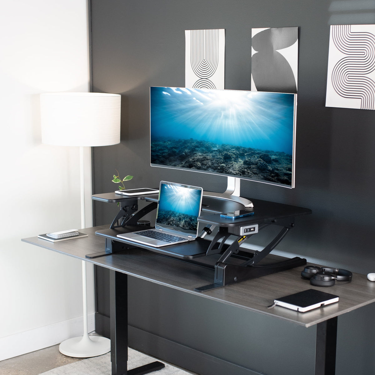 VIVO Electric Height Adjustable Standing Tabletop Desk Converter w/ USB 36"