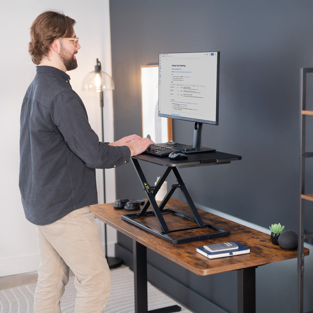VIVO Economy Height Adjustable 29" Standing Desk Sit Stand Desktop Monitor Riser