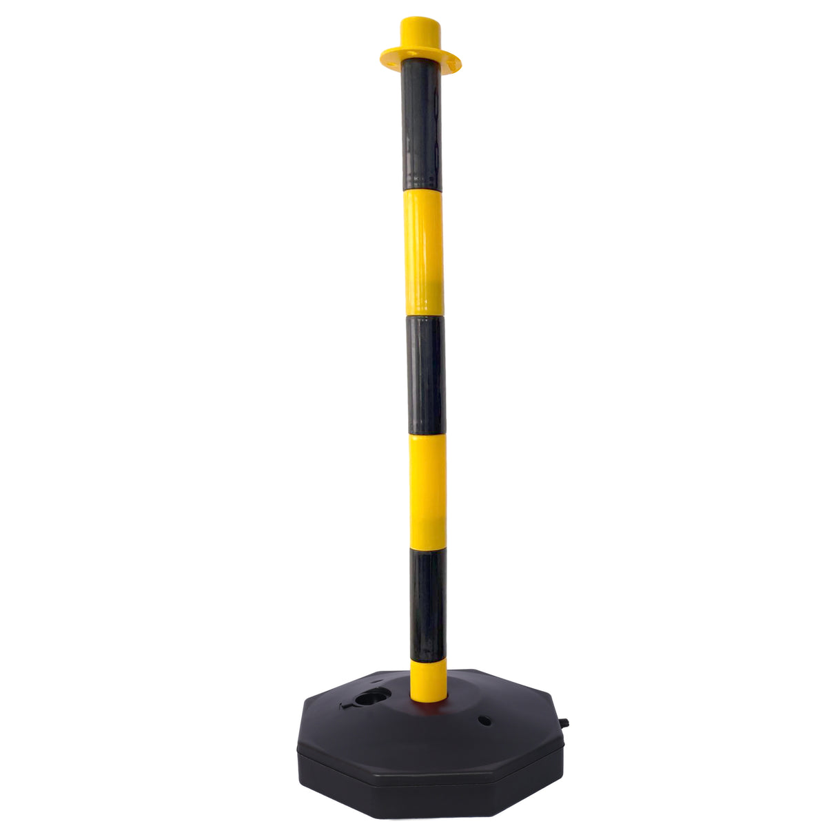 12 Pack Traffic Delineator Post Cones with Fillable Base, Adjustable Plastic Safety Barrier with 5Ft Plastic Chain, Outdoor and Indoor Crowd Control Stanchion for Traffic Control and warning Y/B