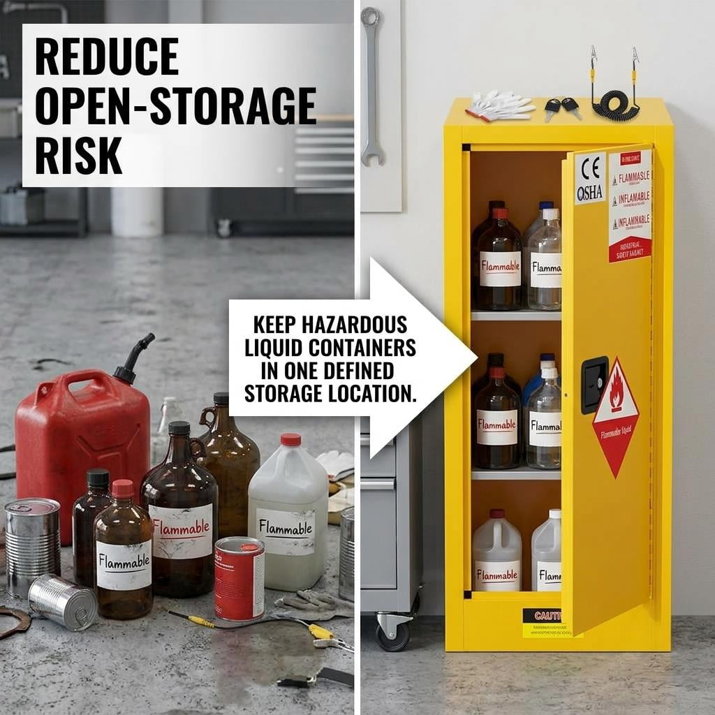 Custom Thickened Industrial Chemical Safety Cabinet, Fireproof Flammable Liquid Storage Cabinet with Lock, OSHA Compliant Hazardous Materials Cabinet for Workshop, Laboratory