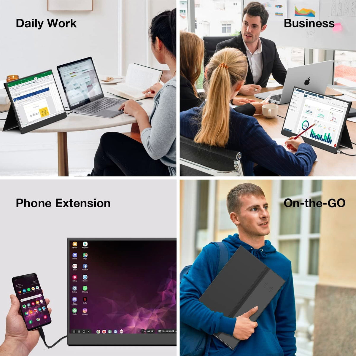 Iproda 15.6"Ptotable Monitor 1920* 1080P FHD IPS 60Hz Computer Monitor with Smart Case, Black