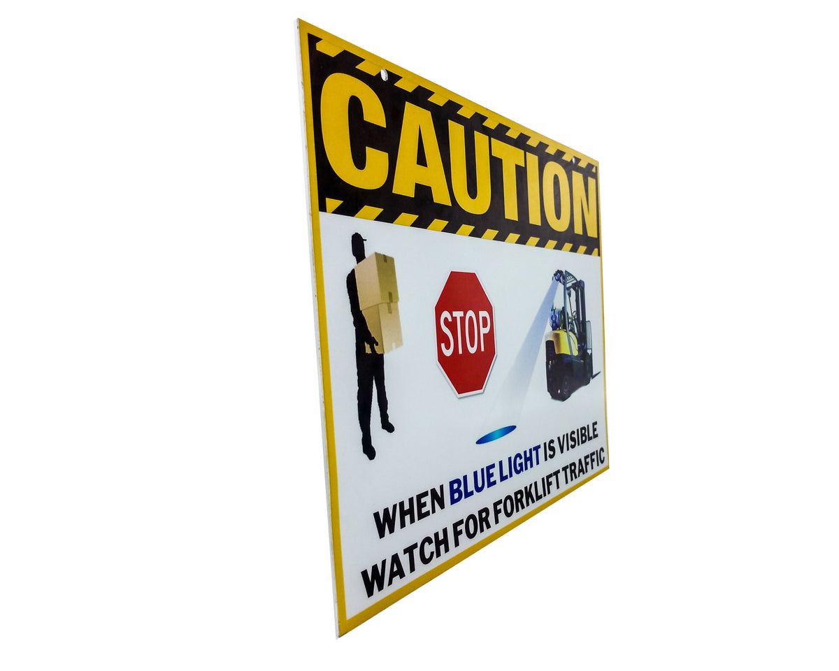 2 Set OZ-USA Laminated Vinyl Forklift Traffic Sign Caution Warning Safety Pedestrian Signage Crane Lifting Boom Warehouse Indoor Outdoor
