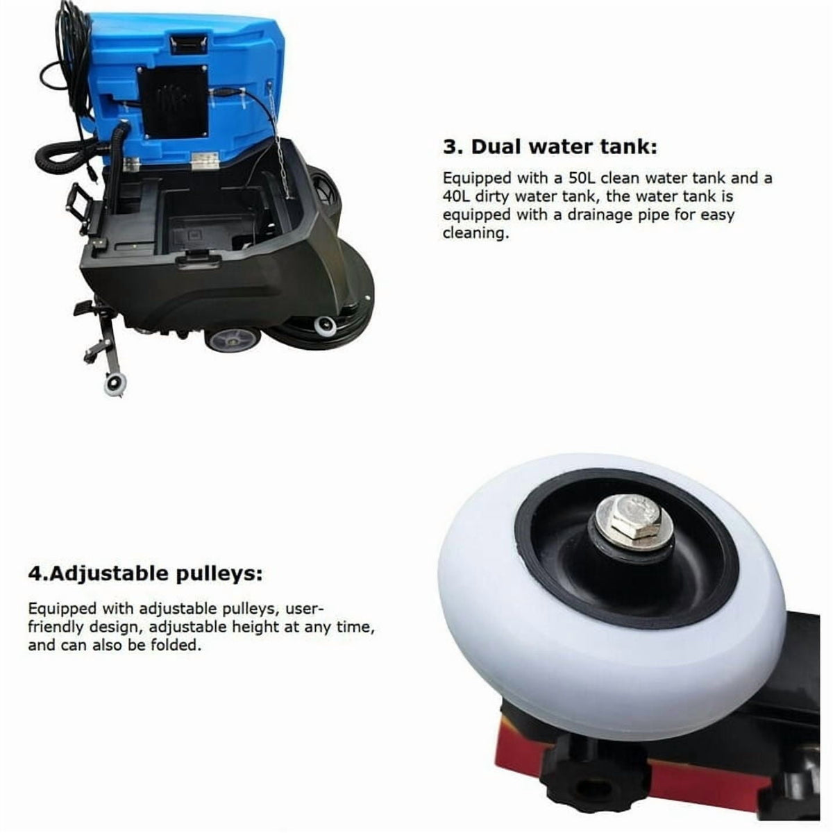 Commercial Auto Floor Scrubber Machine 20" Brush 160RPM Brush Speed 23.5 Gallons of Dual Tanks 110V