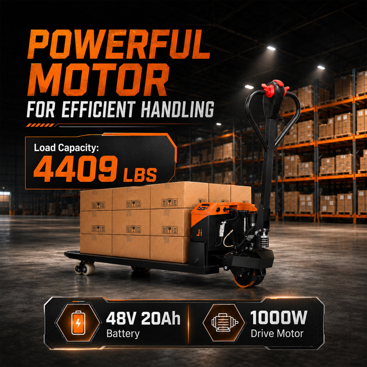 MUSEPT 4409 lbs Electric Pallet Jack Truck, Full Electric Pallet Lift with 1000W Motor & 48V Lithium Battery, 46.5" Forks for Warehouse Material Handling