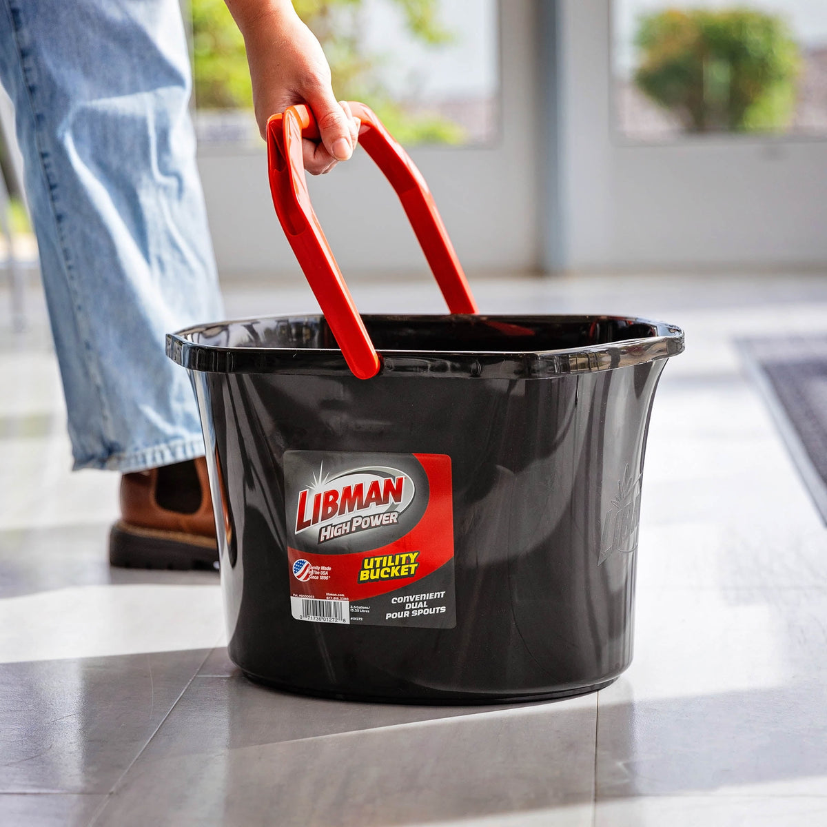 Libman High Power Utility Bucket 3.5 Gallon Black Polypropylene with Ergonomic Handle