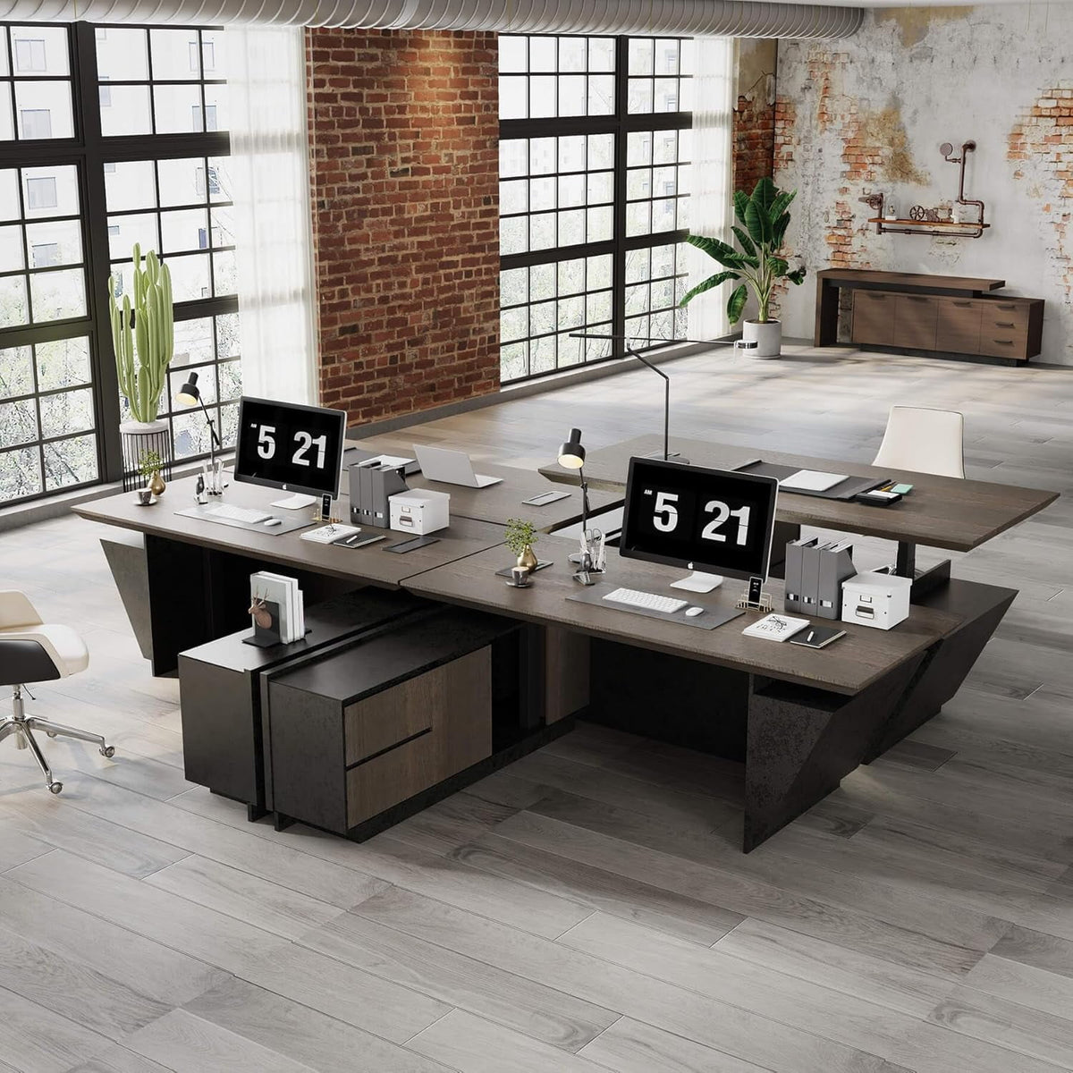 78.7 Inch Adjustable L Shaped Executive Desk Ergonomic Standing Desk with Drawer File Cabinet for Home & Office