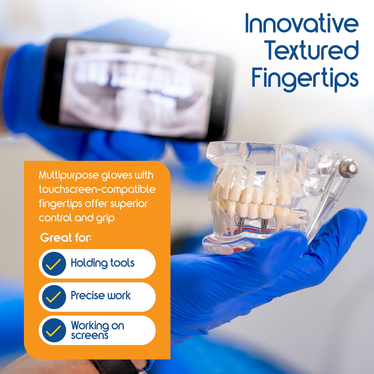 Inspire Nitrile Gloves Medical Examination | 4.5 Grade The Original Quality Stretch Cobalt Blue | Disposable Latex Free Case of 1000 (Size L)