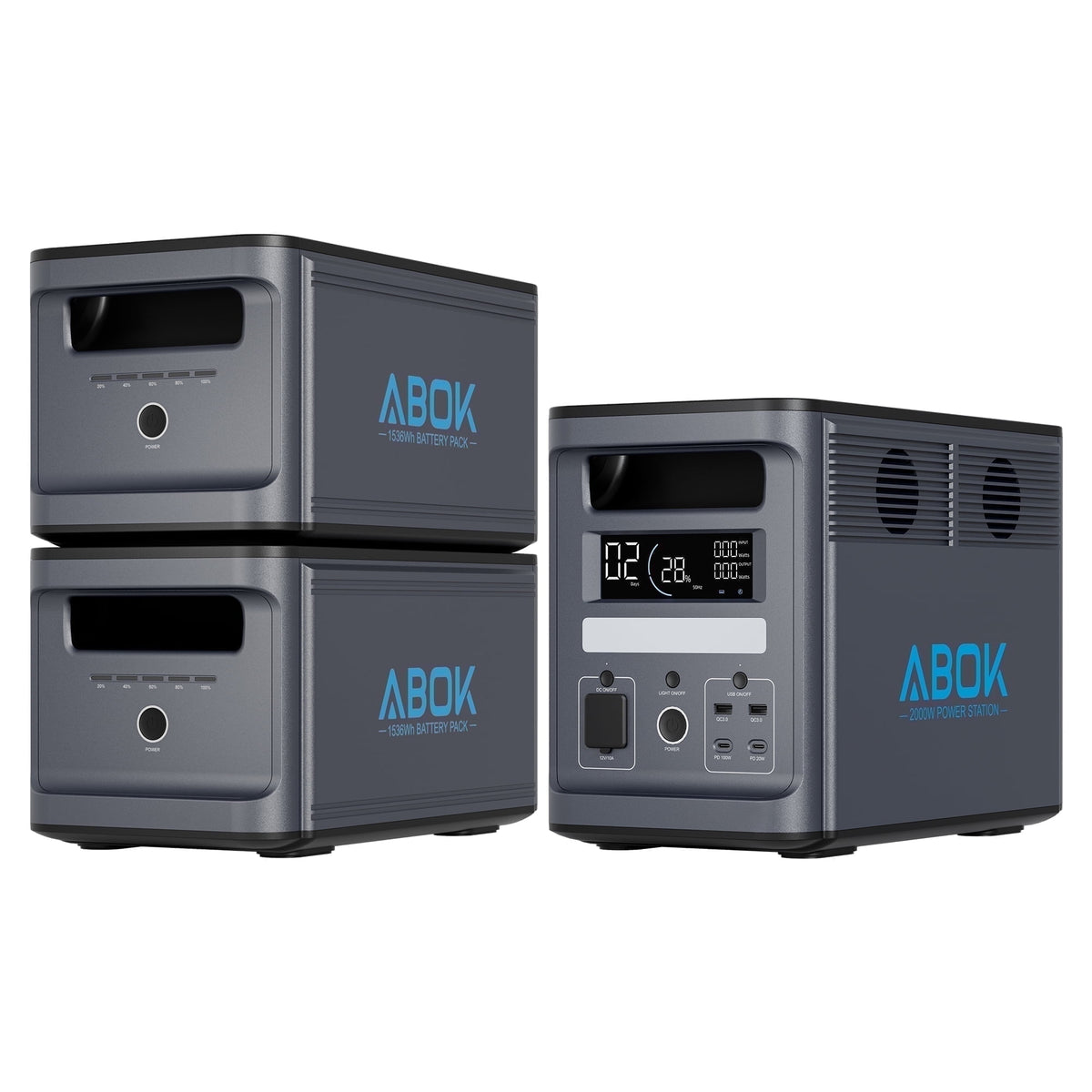 ABOK Ark2000 Expandable Power Station 2000W, 1536Wh LiFePO4 (Up to 3072Wh) for Home Backup, Blackouts & Hurricanes