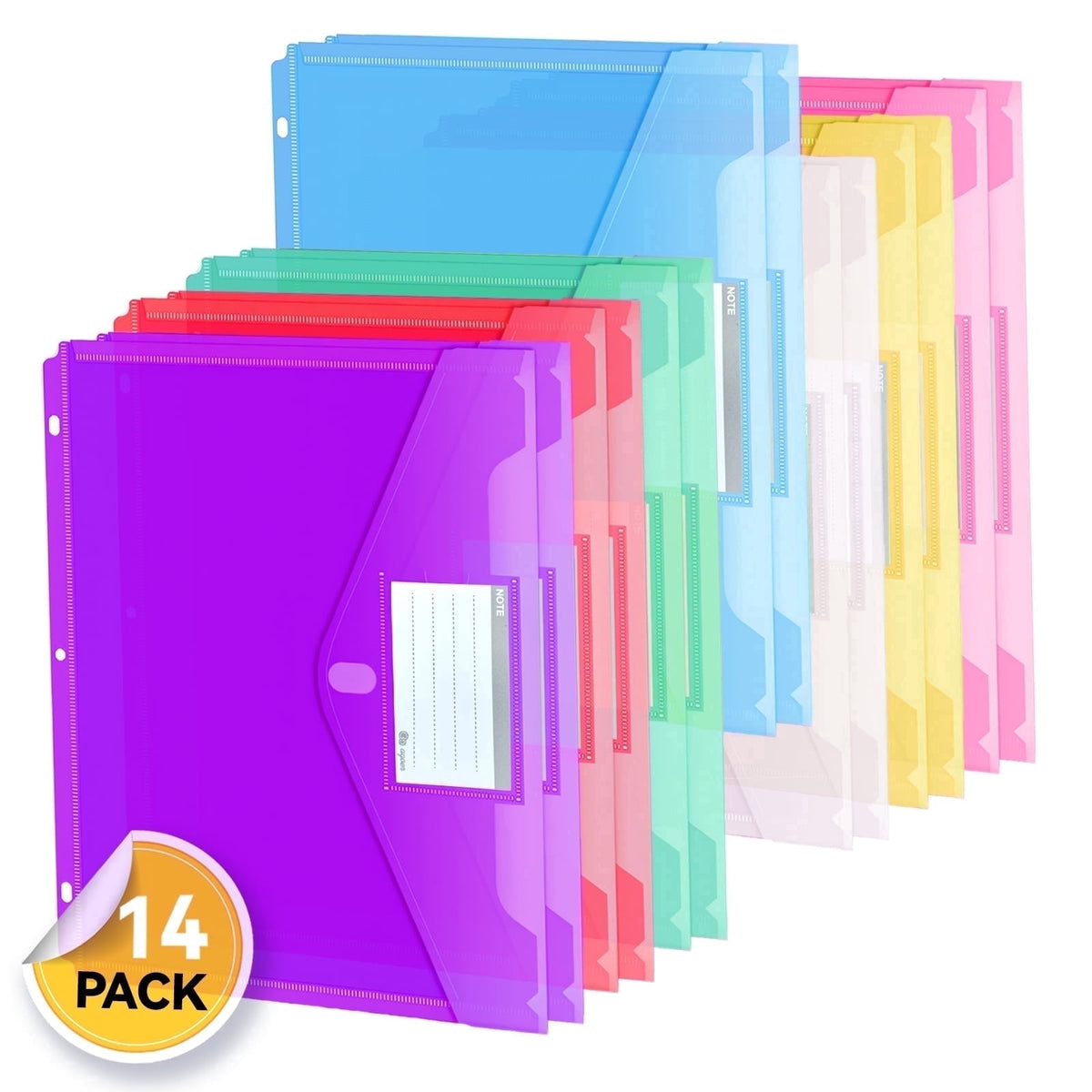AGCAN 24 Pcs 3 Ring Binder Dividers with Tabs, Plastic File Dividers Binder Index Dividers with One Front Pocket and Tab, Multicolor, AGCAN Letter Size (9.8×11.2 Inch)