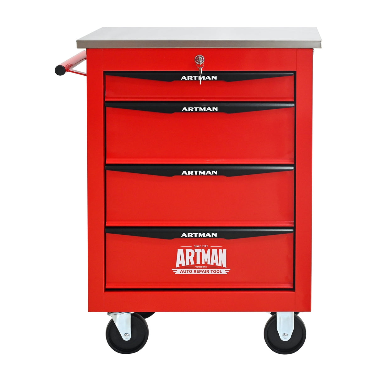 ARTMAN 5 Drawers Steel Storage Rolling Tool Chest Cabinet Cart with Wheels and Stainless Steel Roof