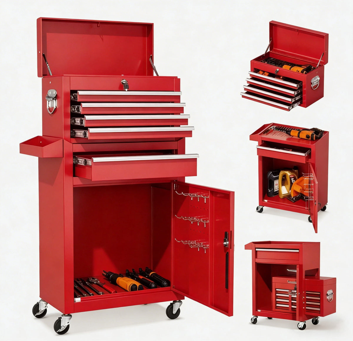 ARTMAN 2-IN-1 Tool Chest,8-Drawer High Capacity Tool Box, Rolling Tool Storage Cabinet with Wheels and Drawers for Garage Workshop Repair Shop