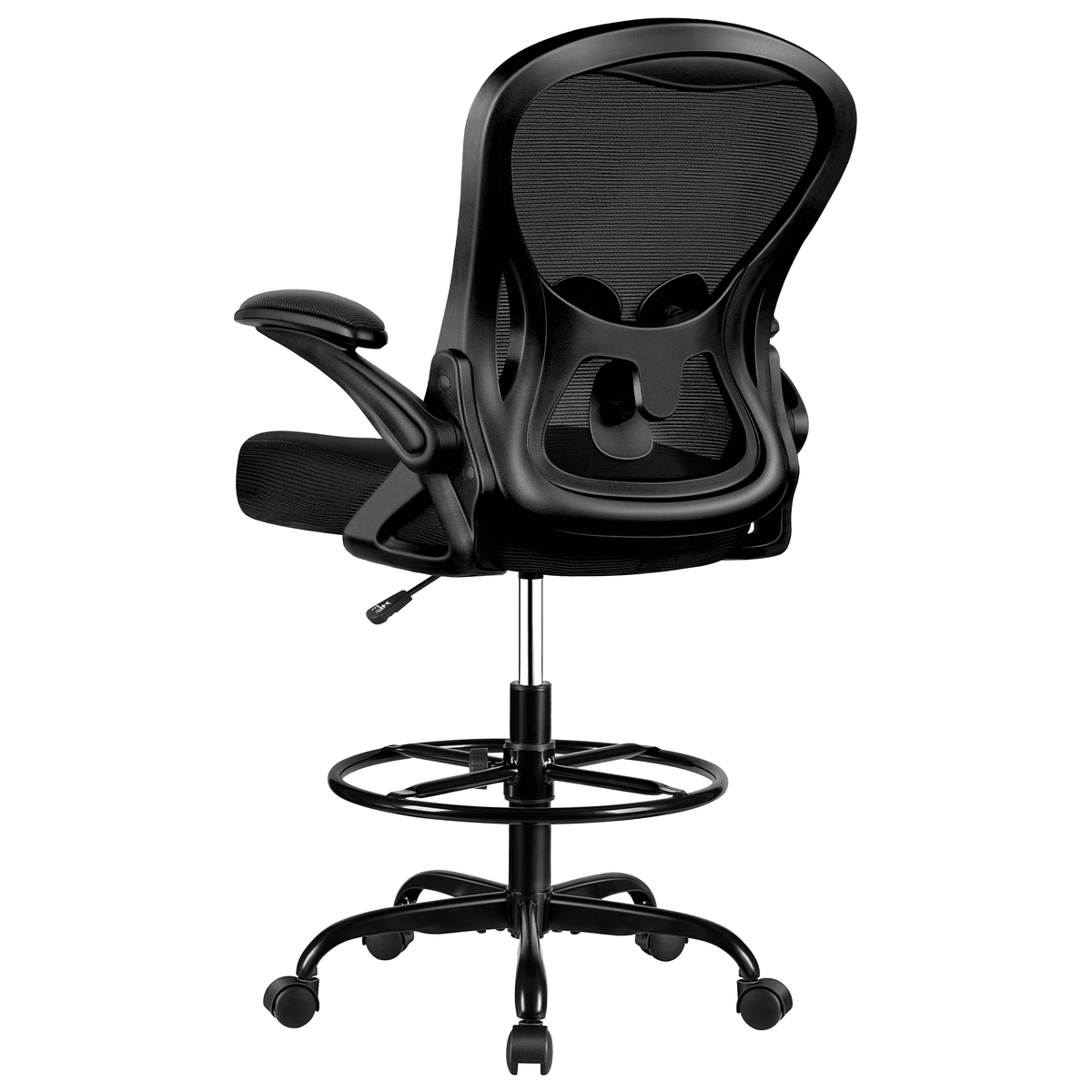 ATHOPE Ergonomic Office Chair, Mesh Desk Chair with Lumbar Support, Tall Office Chair with Flip-Up Armrests and Footrest Ring, Adjustable Computer Chair for Standing Desk Home Office, White