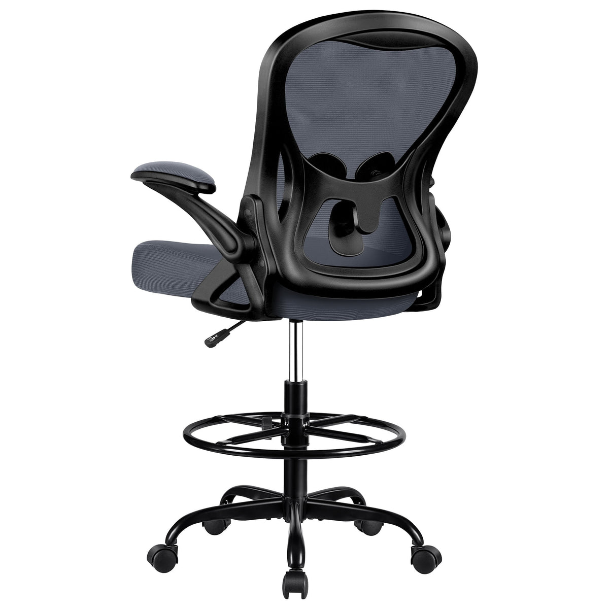 ATHOPE Ergonomic Office Chair, Mesh Desk Chair with Lumbar Support, Tall Office Chair with Flip-Up Armrests and Footrest Ring, Adjustable Computer Chair for Standing Desk Home Office, White
