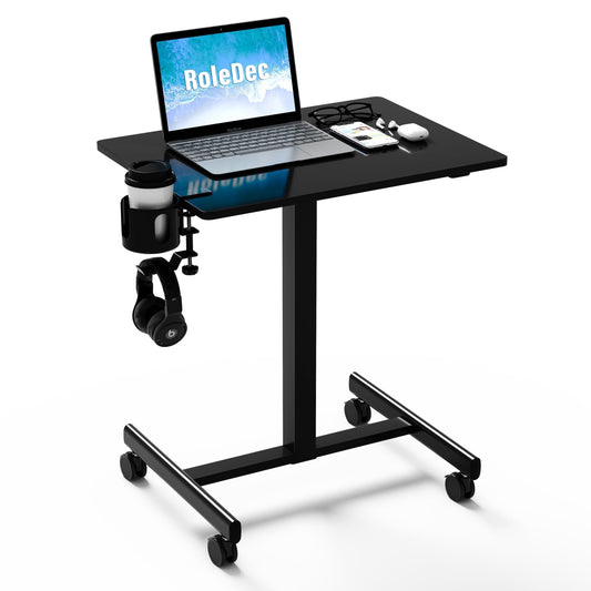 RoleDes Adjustable Standing Desk, Small Portable Workstation - Home Office (Black)
