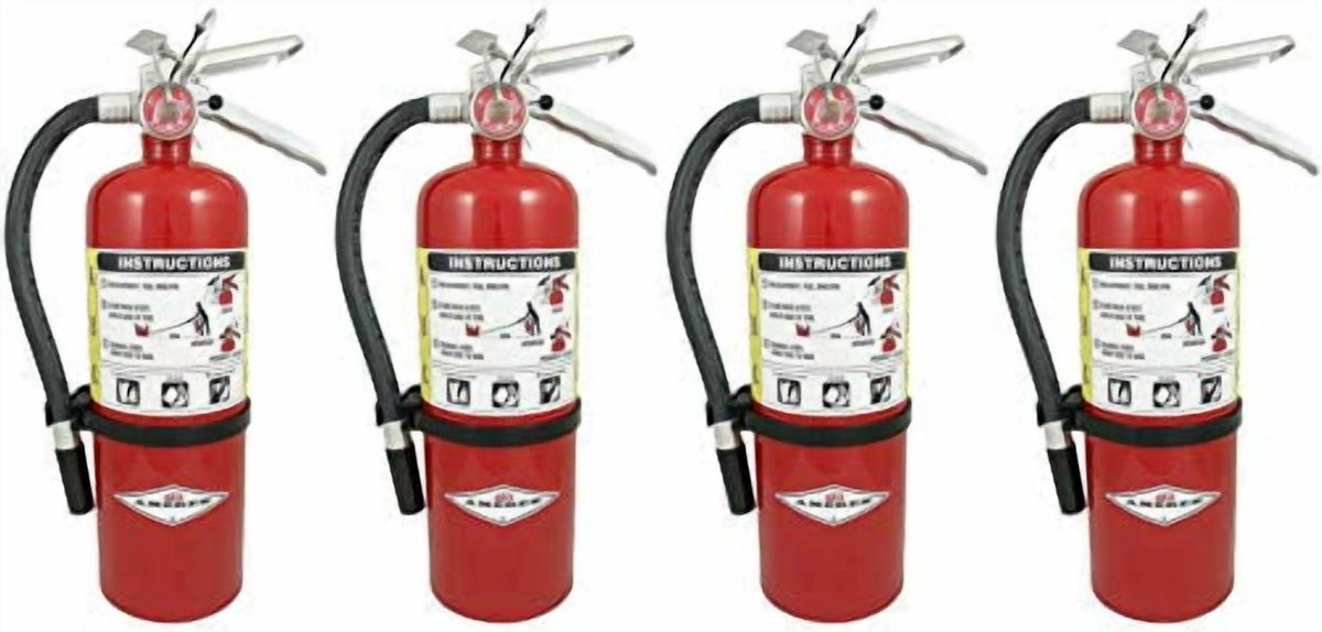Amerex B402 5 lb. ABC Dry Chemical Class A B C Fire Extinguisher, with Wall Bracket, 4 Pack