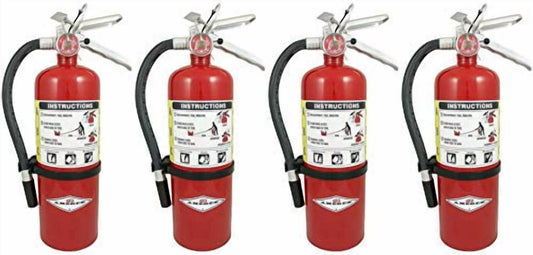 Amerex B402 5 lb. ABC Dry Chemical Class A B C Fire Extinguisher, with Wall Bracket, 4 Pack