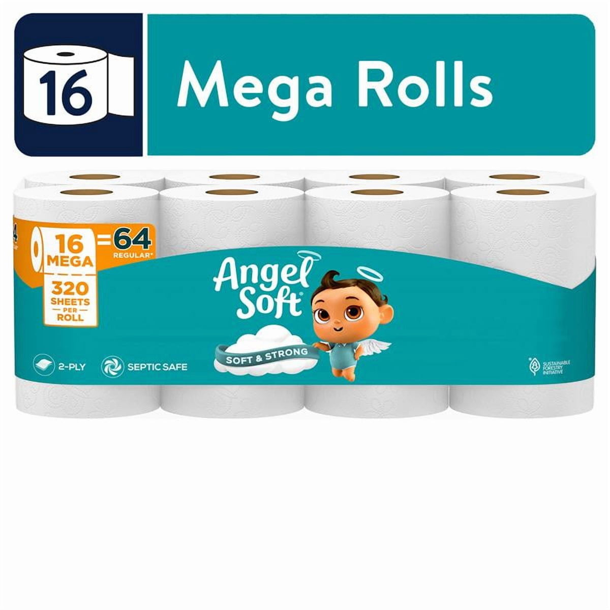 Angel Soft 2-Ply Toilet Paper, 48 Mega Rolls, 320 Sheets per Roll