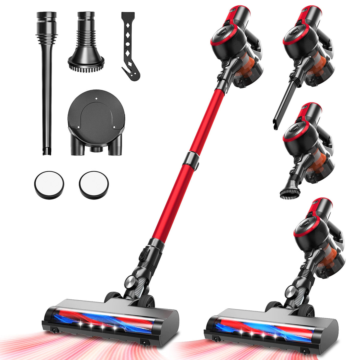 VAVSEA Cordless Stick Vacuum Cleaner, 38KPa Powerful Suction Vacuum with Double Dust Cup, for Carpet, Hard Floor & Pet Hair Cleaning