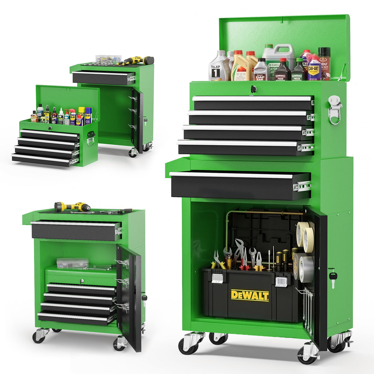 Tool Chest, 5-Drawer Rolling Tool Storage Cabinet with Detachable Top Tool Box, Universal Lockable Wheels
