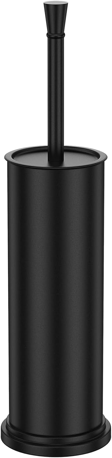 Black Toilet Brush and Holder，Extra Long Handled Black Toilet Brush for Bathroom，Stainless Steel Heavy Duty Toilet Bowl Brush,Deep Cleaning Modern Toilet Cleaner Brush -Space Saving