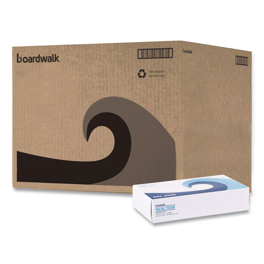 Boardwalk Office Packs Facial Tissue, 2-Ply, White, Flat Box, 100 Sheets, 30 Boxes/Carton, BWK6500B