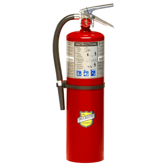 Buckeye, Fire Extinguisher, 10lb ABC Fire Extinguisher, Multipurpose Dry Chemical, Industrial, Commercial Fire Extinguisher, Aluminum Valve, Wall Bracket, 11340, Monthly Record Tag