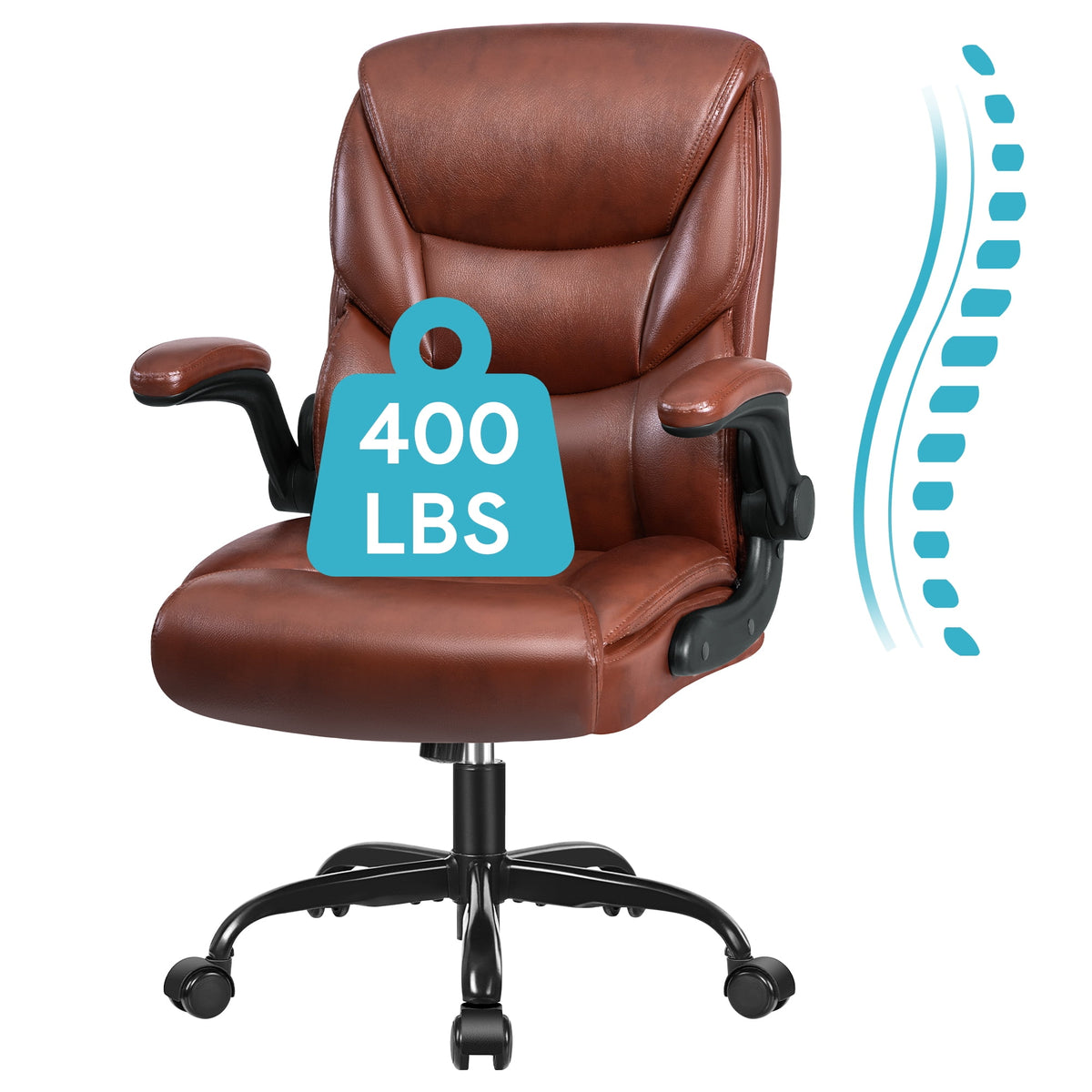 COOLHUT Leather Office Chair, Big and Tall Office Chair 400LBS Wide Seat Ergonomic Computer Desk Chair High Back Executive Leather Chair Adjustable Task Chair Lumbar Back with 8-Year Warranty, Black