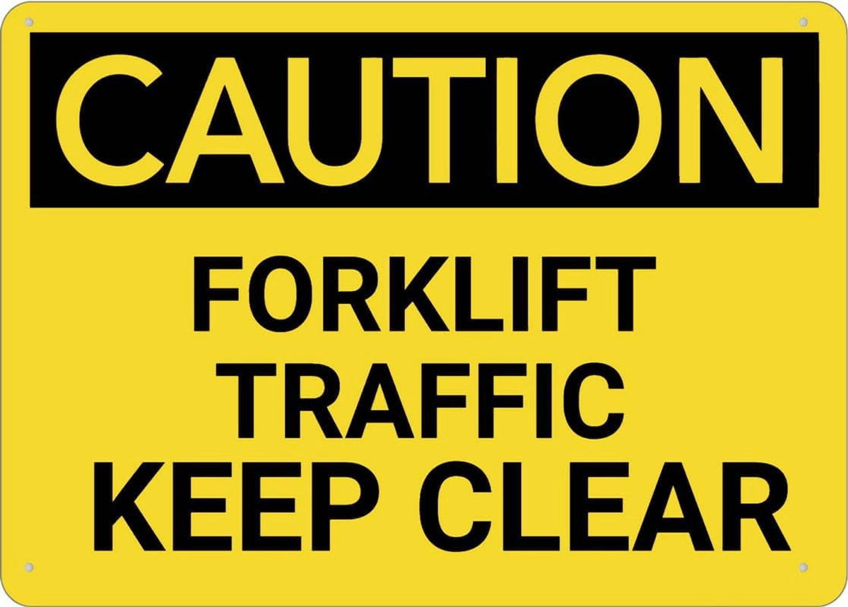 Caution Forklift Traffic Keep Clear With Graphic Sign Outdoor Signs Aluminum 12X8 Inch Uv Ink Printed For House And Business
