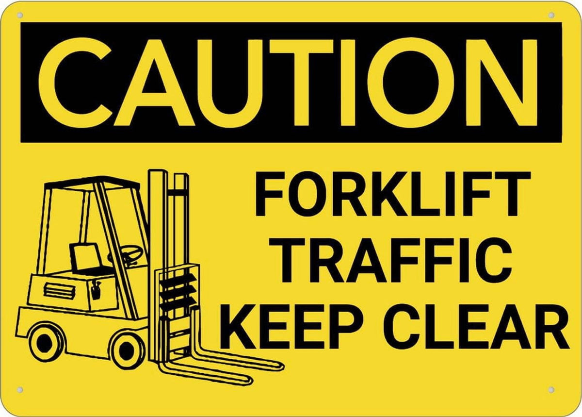 Caution Forklift Traffic Keep Clear With Graphic Sign Outdoor Signs Aluminum 12X8 Inch Uv Ink Printed For House And Business