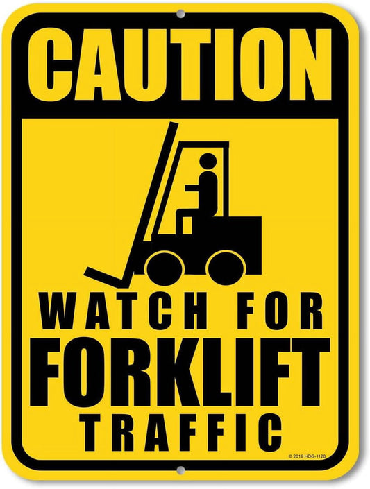 Caution Watch for Forklift Traffic,Aluminum Traffic Sign Safety Tin Sign Road Safety Sign For Workplace 8"x12" Inch Funny Home Club bar Wall Art Decoration Retro Metal Tin Signs