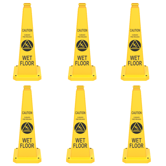 Caution Wet Floor Cones 6 Pack – 28inch Bright Yellow Traffic Safety Cones, Floor Cone Yellow Caution Cones,Stackable Bright Yellow Caution Wet Floor Safety Cones for Warehouse, Retail, Jobsite