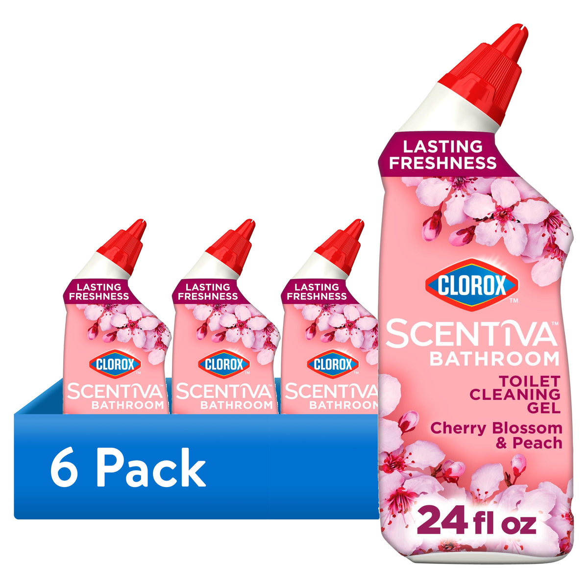 Clorox Scentiva Bathroom Toilet Cleaning Gel, Cherry Blossom and Peach, 24 Fluid Ounces