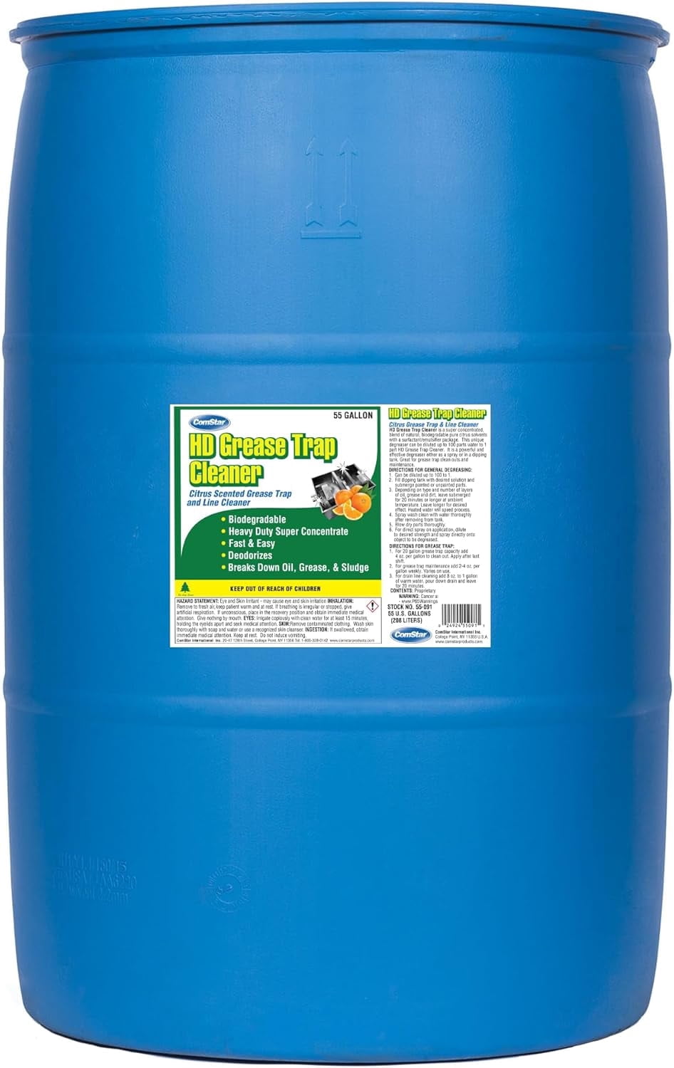 ComStar HD Grease Trap Cleaner, 55 Gallon, Concentrated Citrus Scent Degreaser, Powerful Grease Trap & Line Cleaner, Removes Oil, Dirt, & Residue, Multipurpose Commercial & Household Use (55-091)
