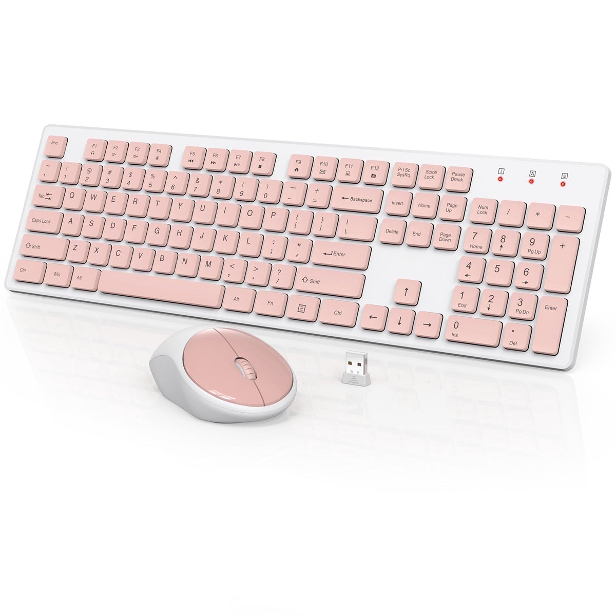 Wireless Keyboard and Mouse Combo - Ergonomic Wave Rechargeable Keyboard with Soft Leather Wrist Rest, RGB Backlit -Black