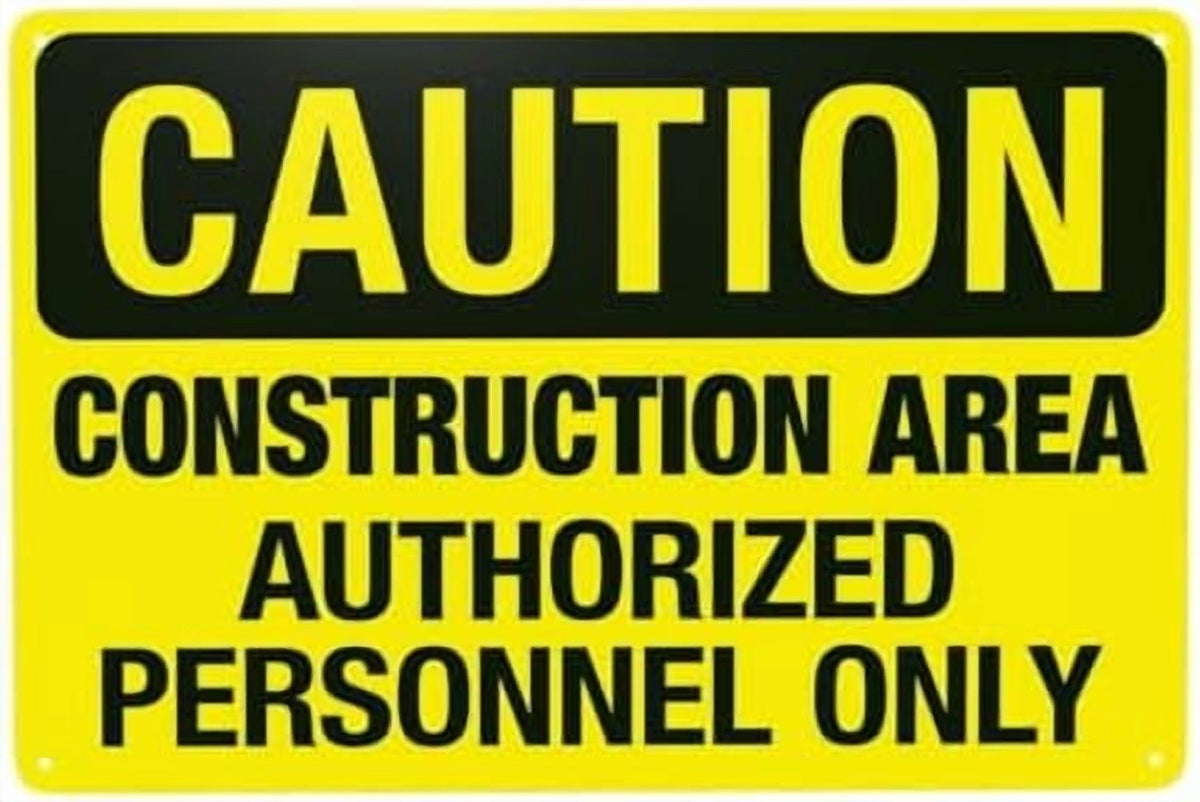 Glasses Shoes And Hard Hats Required When Working Warning Sign, Construction Metal Signs for Business Home Garage Street Wall Caution Custom Decor 8 x 12 Inch
