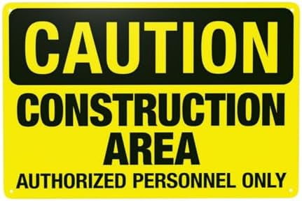 Glasses Shoes And Hard Hats Required When Working Warning Sign, Construction Metal Signs for Business Home Garage Street Wall Caution Custom Decor 8 x 12 Inch