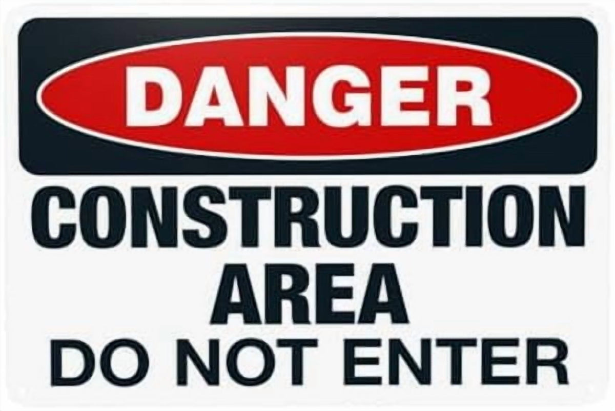 Glasses Shoes And Hard Hats Required When Working Warning Sign, Construction Metal Signs for Business Home Garage Street Wall Caution Custom Decor 8 x 12 Inch