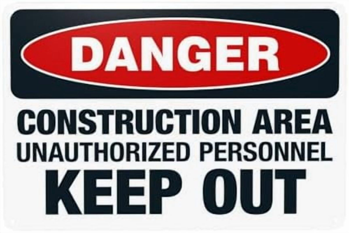 Glasses Shoes And Hard Hats Required When Working Warning Sign, Construction Metal Signs for Business Home Garage Street Wall Caution Custom Decor 8 x 12 Inch