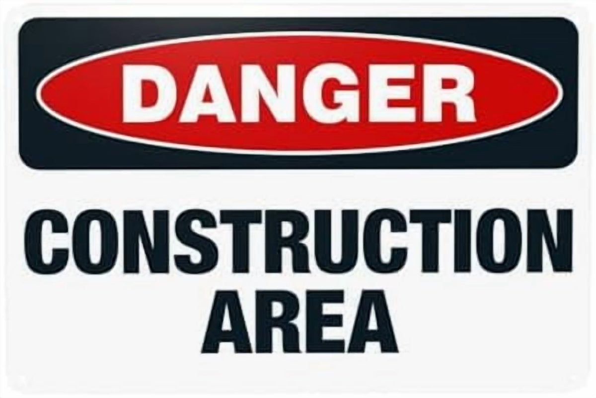 Glasses Shoes And Hard Hats Required When Working Warning Sign, Construction Metal Signs for Business Home Garage Street Wall Caution Custom Decor 8 x 12 Inch