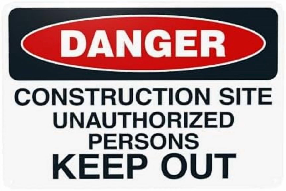 Glasses Shoes And Hard Hats Required When Working Warning Sign, Construction Metal Signs for Business Home Garage Street Wall Caution Custom Decor 8 x 12 Inch