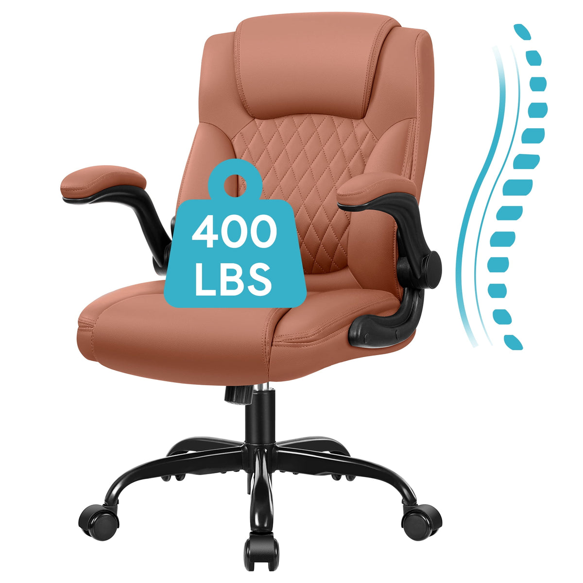 COOLHUT Leather Office Chair, Big and Tall Office Chair 400LBS Wide Seat Ergonomic Computer Desk Chair High Back Executive Leather Chair Adjustable Task Chair Lumbar Back with 8-Year Warranty, Black