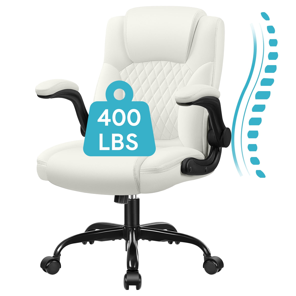 COOLHUT Leather Office Chair, Big and Tall Office Chair 400LBS Wide Seat Ergonomic Computer Desk Chair High Back Executive Leather Chair Adjustable Task Chair Lumbar Back with 8-Year Warranty, Black